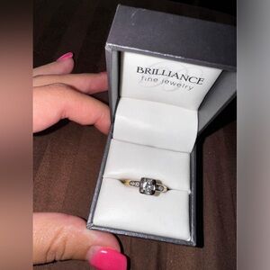 14k 2-toned white & yellow gold vintage 1950s ring